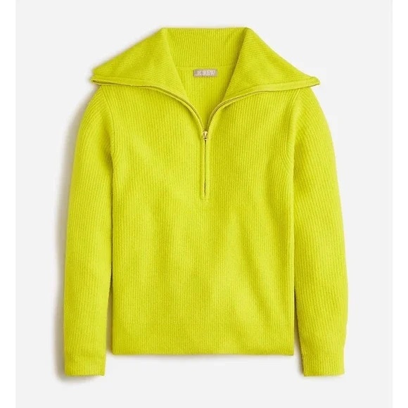 J. Crew Yellow Half Zip Stretch Sweater - Picture 1 of 8